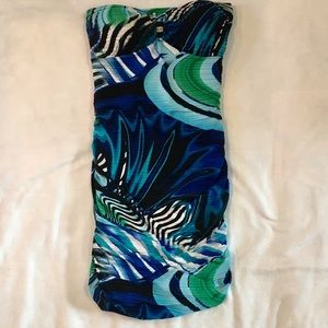 Arden B. Strapless printed dress.